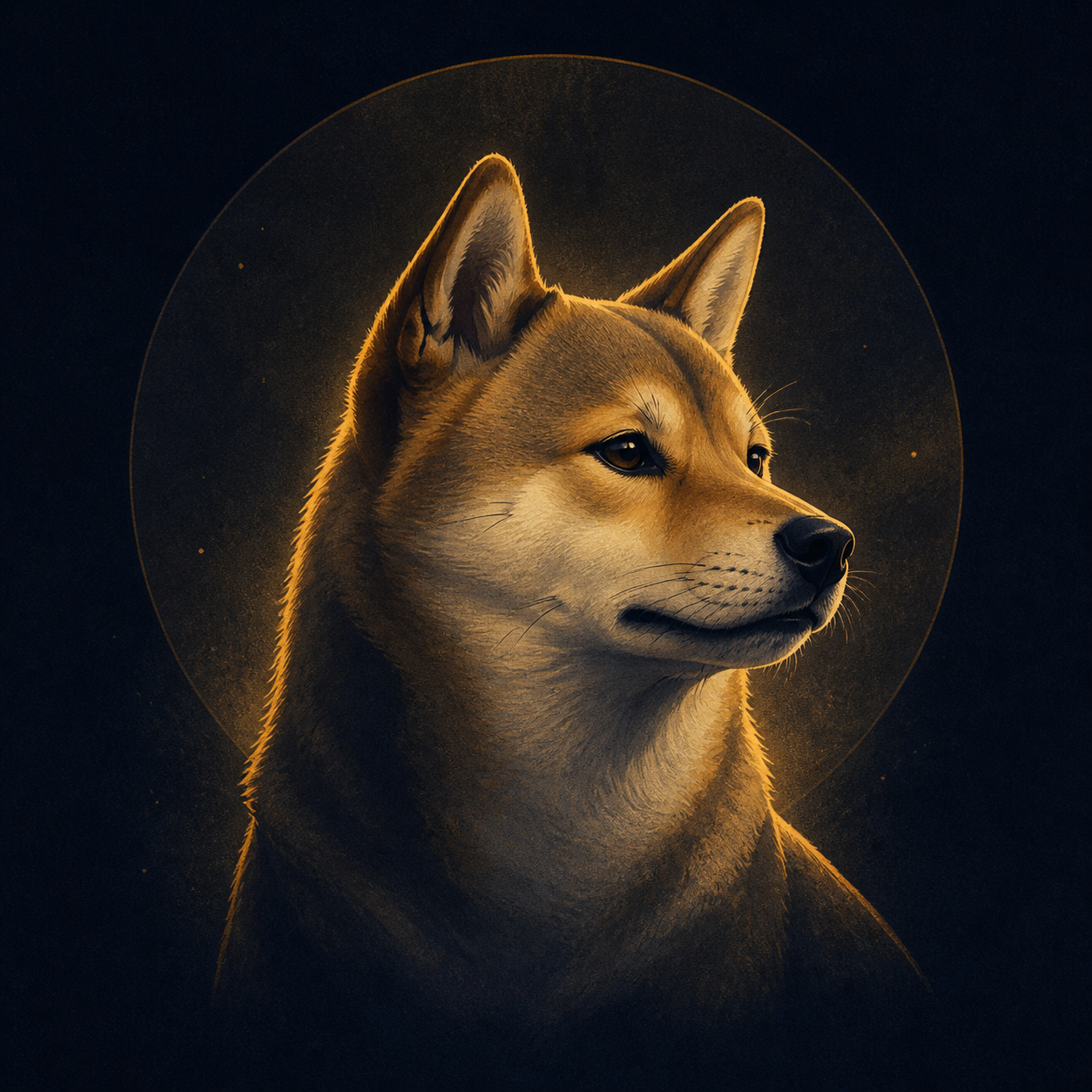 Shiba Inu researcher portrait in warm golden light